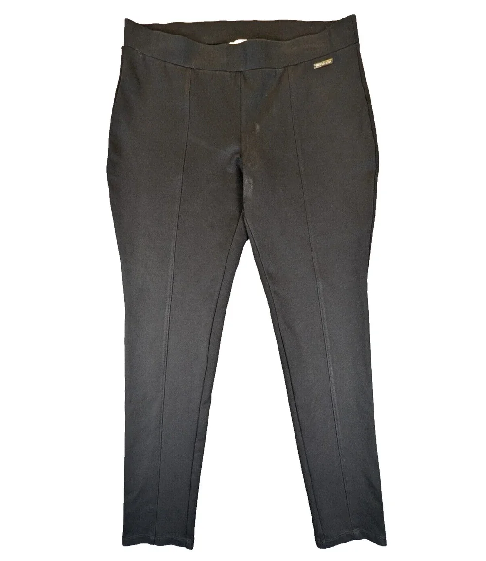 Michael Kors Leggings Womens Large Black Pull On Stretch Polyester Blend